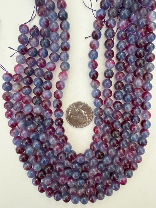 dark pale blue grape purple enhanced quartz, 8mm round, 15