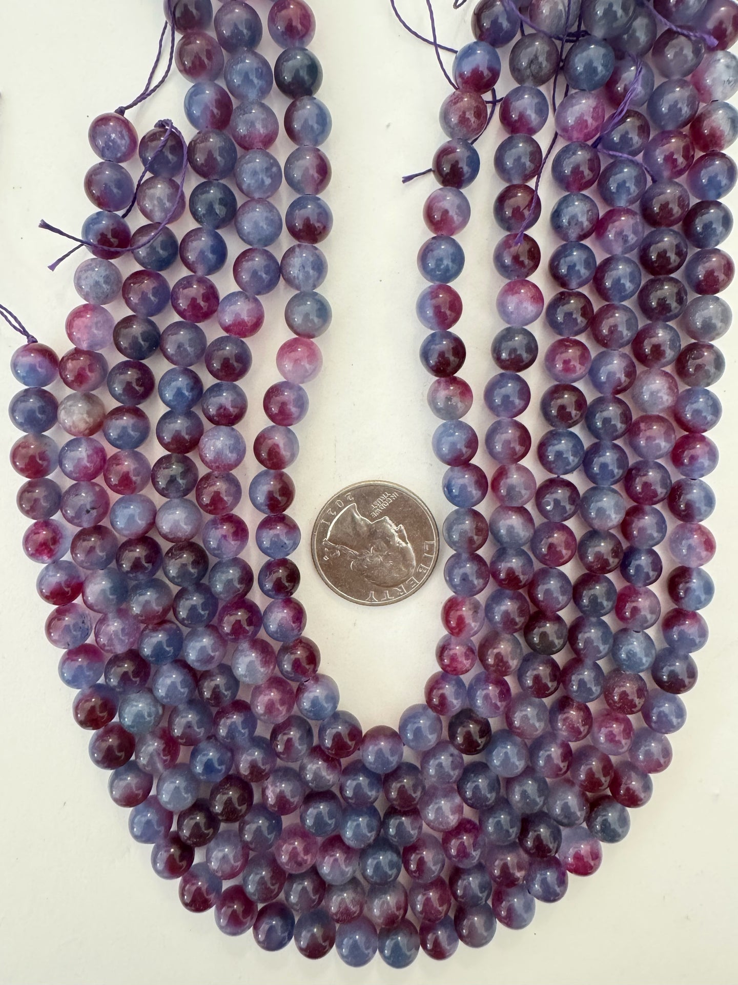 dark pale blue grape purple enhanced quartz, 8mm round, 15