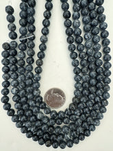 dark gray blue color enhanced serpentine, 8mm round, 15" strand, sold per strand