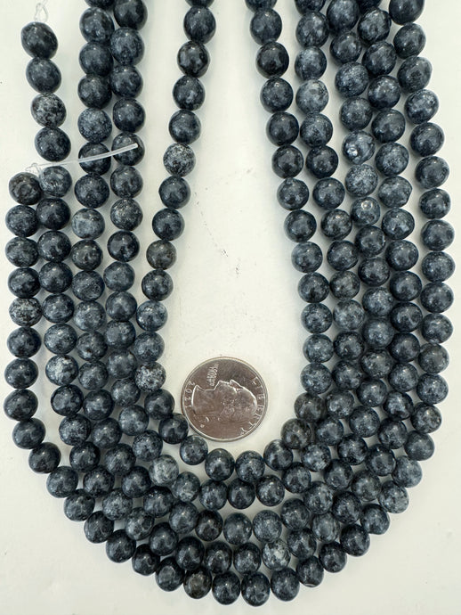 dark gray blue color enhanced serpentine, 8mm round, 15