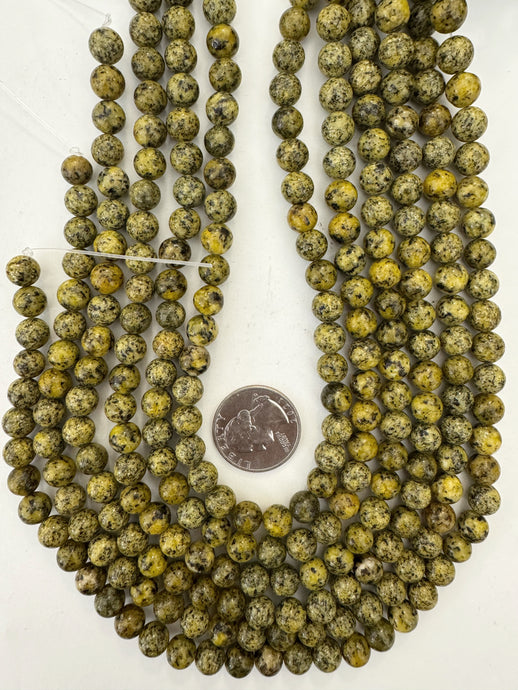 yellow color enhanced serpentine, 8mm round, 15
