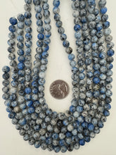blue color enhanced serpentine, 8mm round, 15" strand, sold per strand