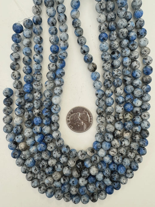 blue color enhanced serpentine, 8mm round, 15
