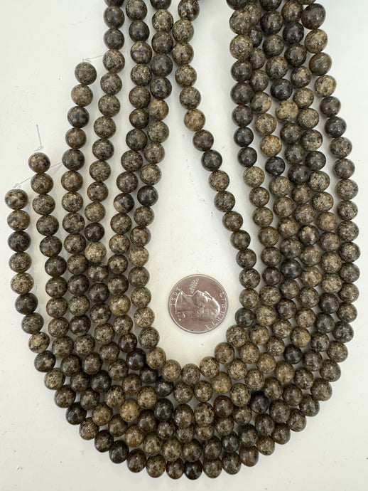 dark pale olive green enhanced serpentine, 8mm round, 15