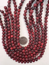 dark red enhanced serpentine, 8mm round, 15" strand, sold per strand
