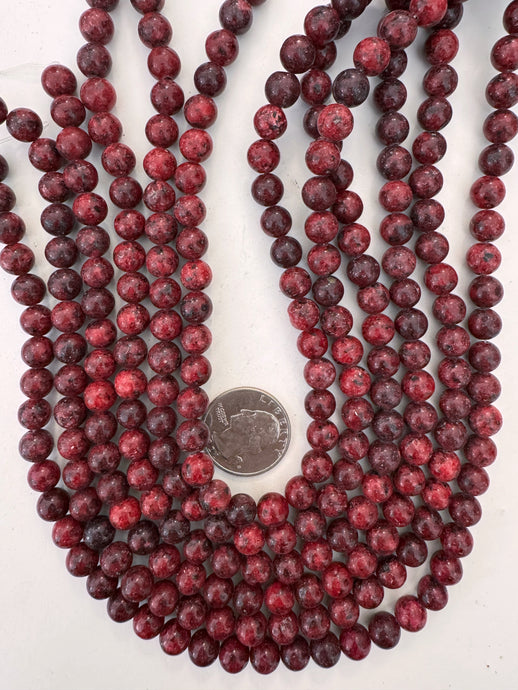 dark red enhanced serpentine, 8mm round, 15