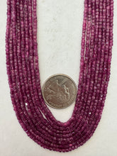 natural ruby, 2mm faceted cube, 15" strand, sold per strand
