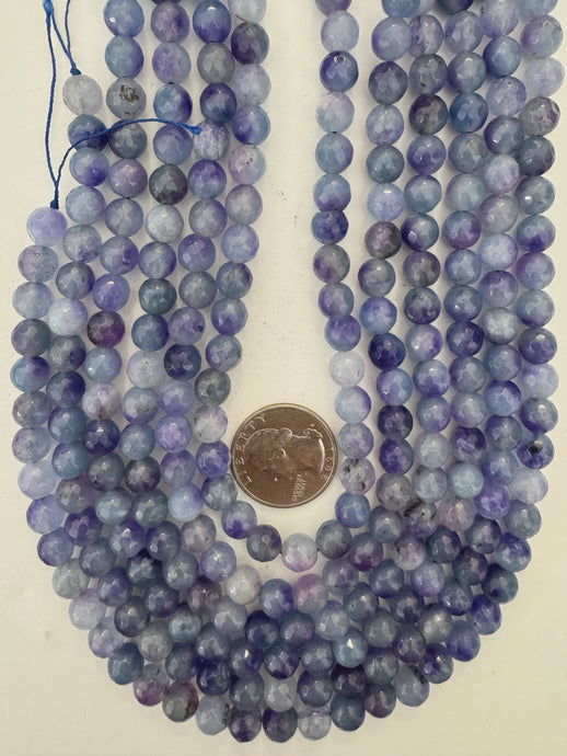 dark pale blue purple enhanced quartz, 8mm faceted round, 15