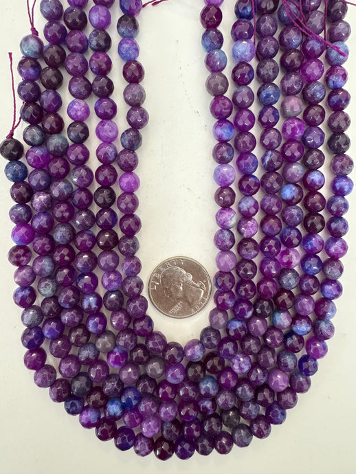 grape purple blue enhanced quartz, 8mm faceted round, 15