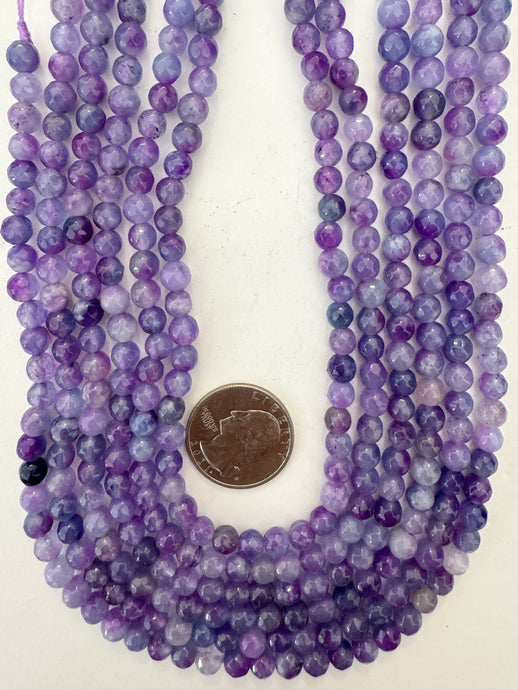 dark pale grape purple blue purple enhanced quartz, 6mm faceted round, 15