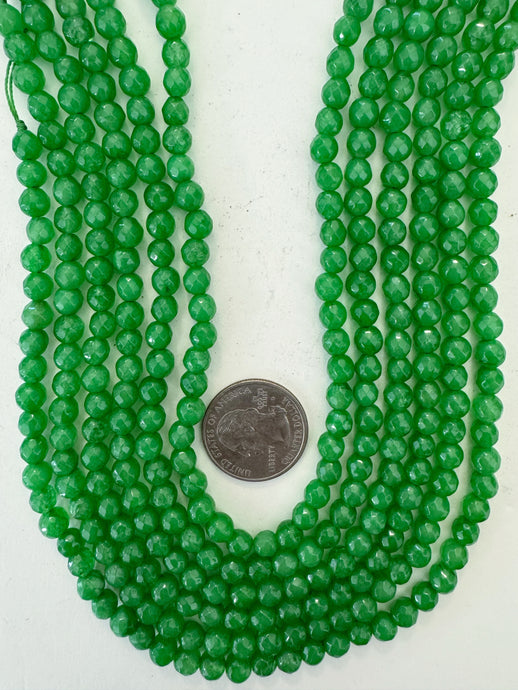 bright green enhanced quartz, 6mm faceted round, 15