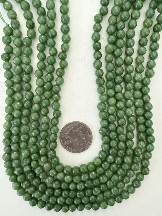 dark pale green enhanced quartz, 6mm faceted round, 15