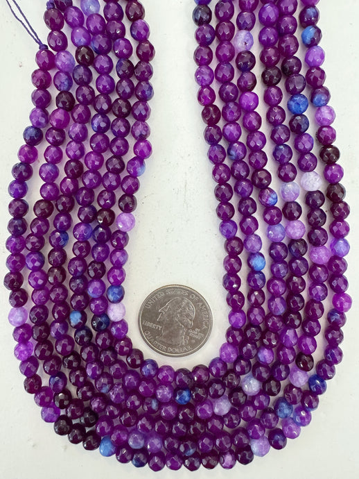 grape purple blue enhanced quartz, 6mm faceted round, 15