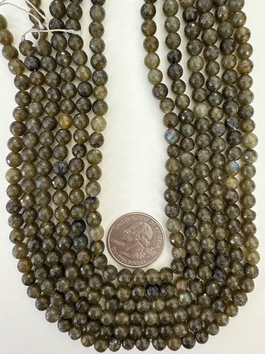 green labradorite, 6mm faceted round, 15