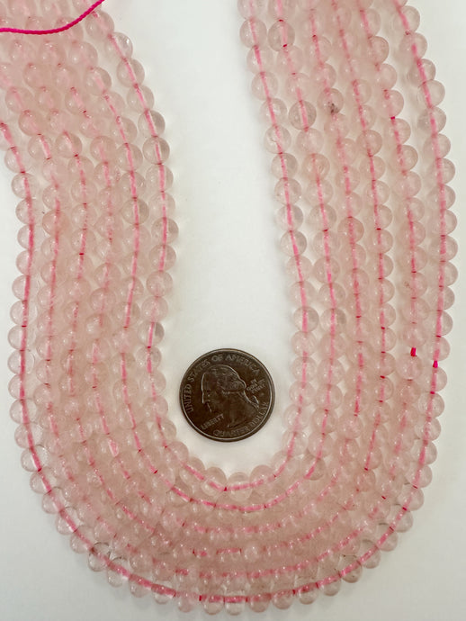 rose quartz, 6mm faceted round, 15