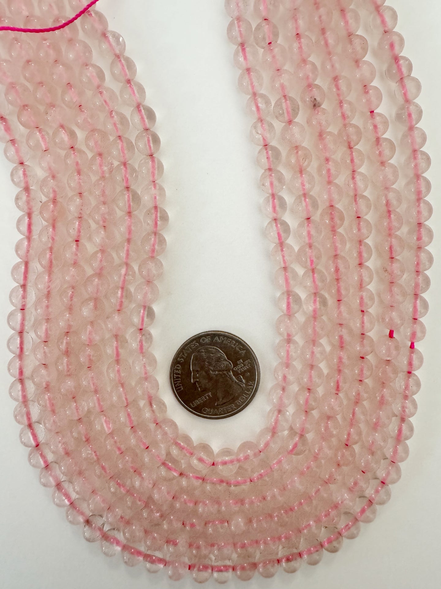 rose quartz, 6mm round, 15