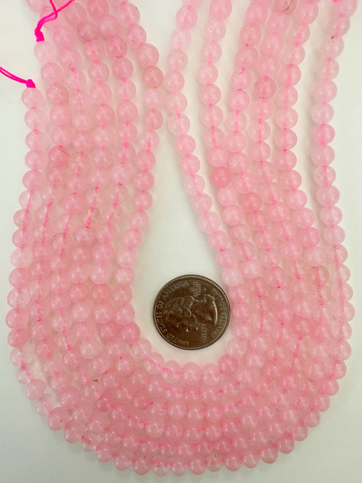 color enhanced rose quartz, 6mm faceted round, 15