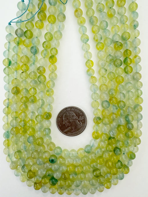 blue lemon lime green color enhanced quartz, 6mm round, 15