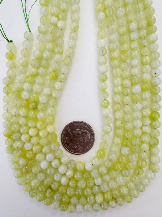 lemon lime green color enhanced quartz, 6mm round, 15
