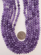 royal purple color enhanced quartz, 6mm round, 15" strand, sold per strand (batch 1)