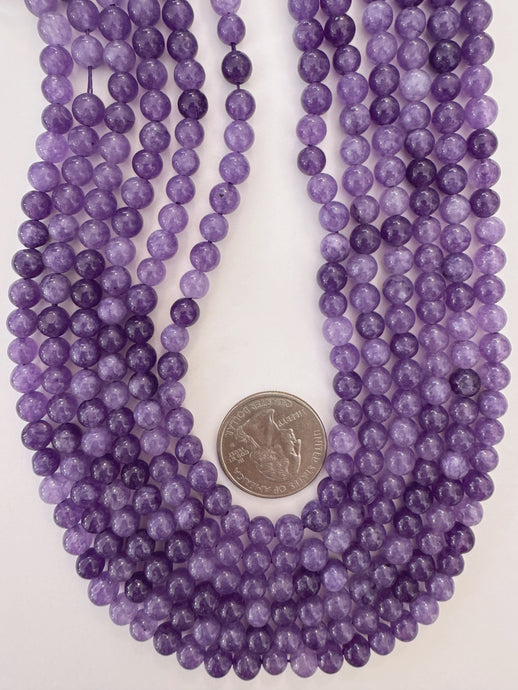 royal purple color enhanced quartz, 6mm round, 15