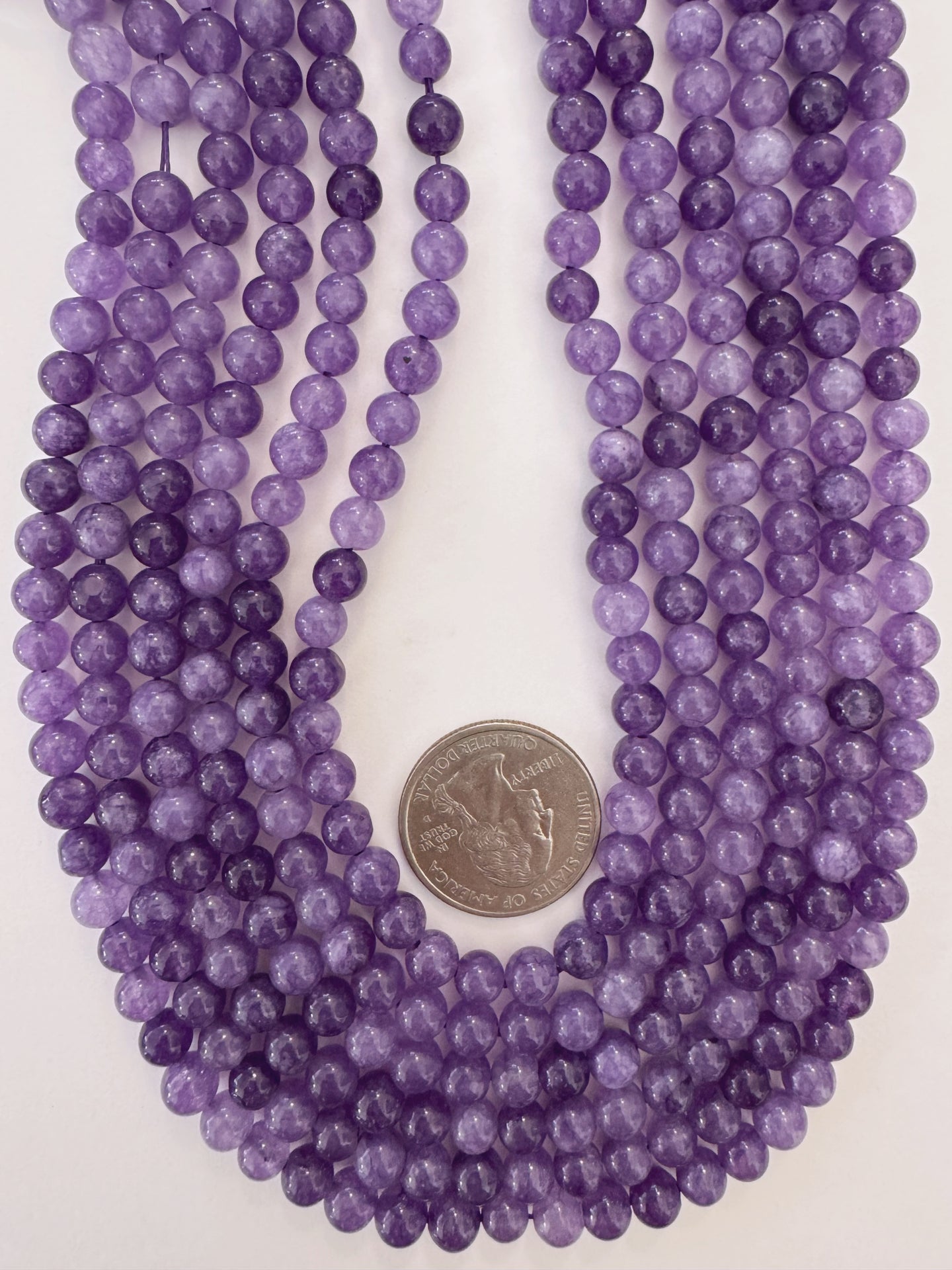 royal purple color enhanced quartz, 6mm round, 15