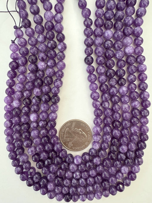 royal purple color enhanced quartz, 6mm round, 15