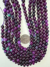 royal purple mint green color enhanced quartz, 8mm faceted round, 15" strand, sold per strand