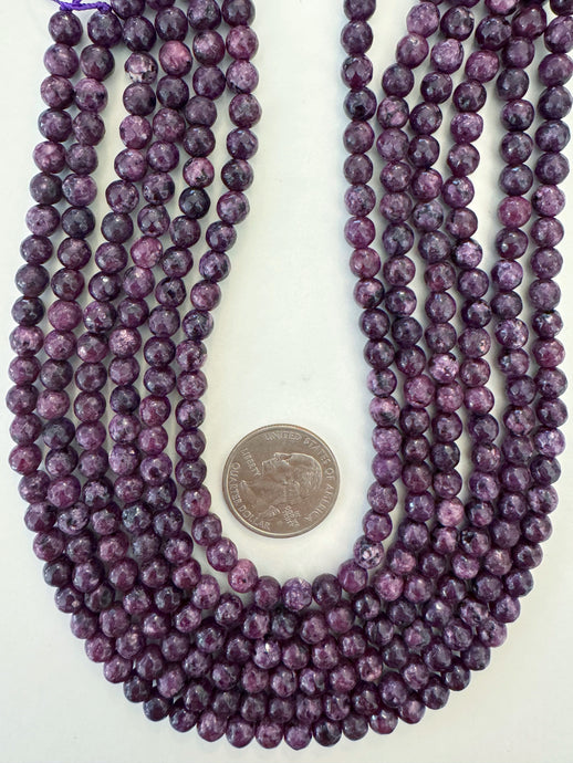royal purple color enhanced serpentine, 6mm faceted round, 15