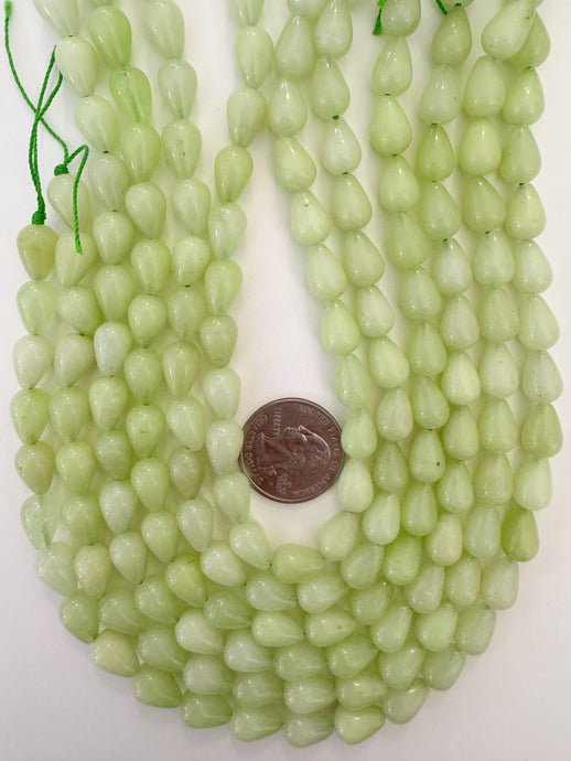 pale lime green color enhanced quartz, 12x8mm pear teardrop, 15