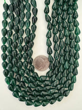 dark emerald green color enhanced quartz, 12x8mm pear teardrop, 15" strand, sold per strand