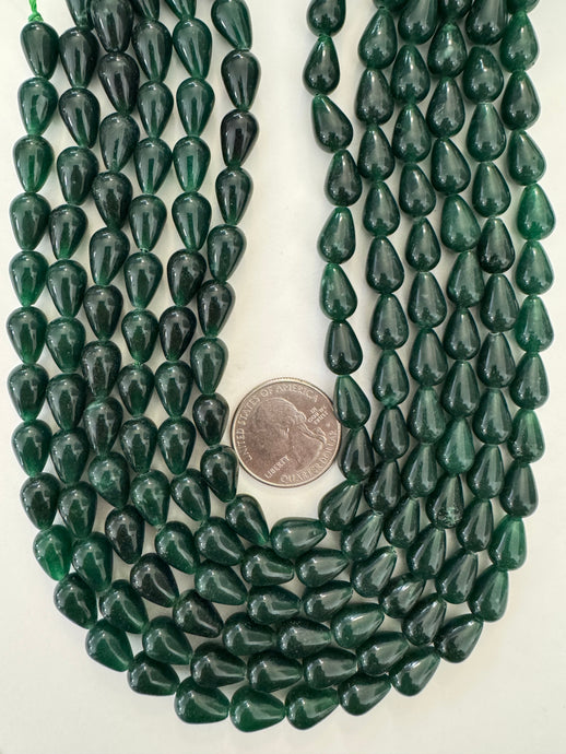 dark emerald green color enhanced quartz, 12x8mm pear teardrop, 15
