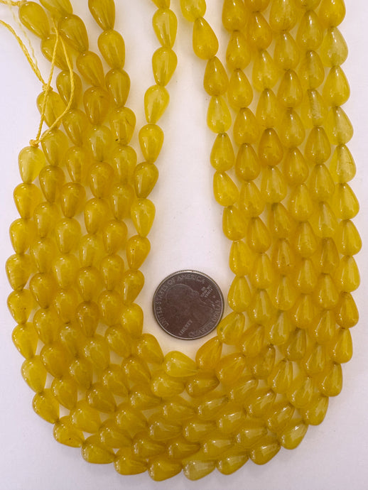 dark amber yellow color enhanced quartz, 12x8mm pear teardrop, 15