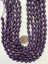 dark royal purple color enhanced quartz, 12x8mm pear teardrop, 15" strand, sold per strand