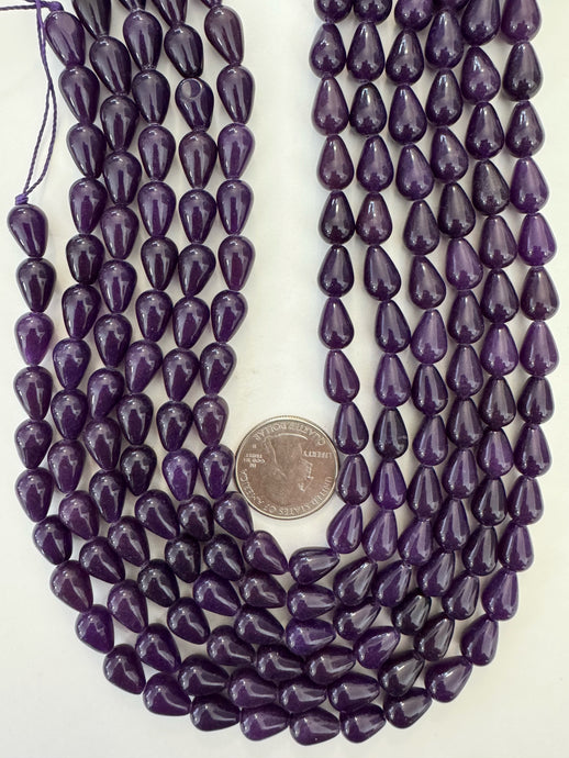dark royal purple color enhanced quartz, 12x8mm pear teardrop, 15
