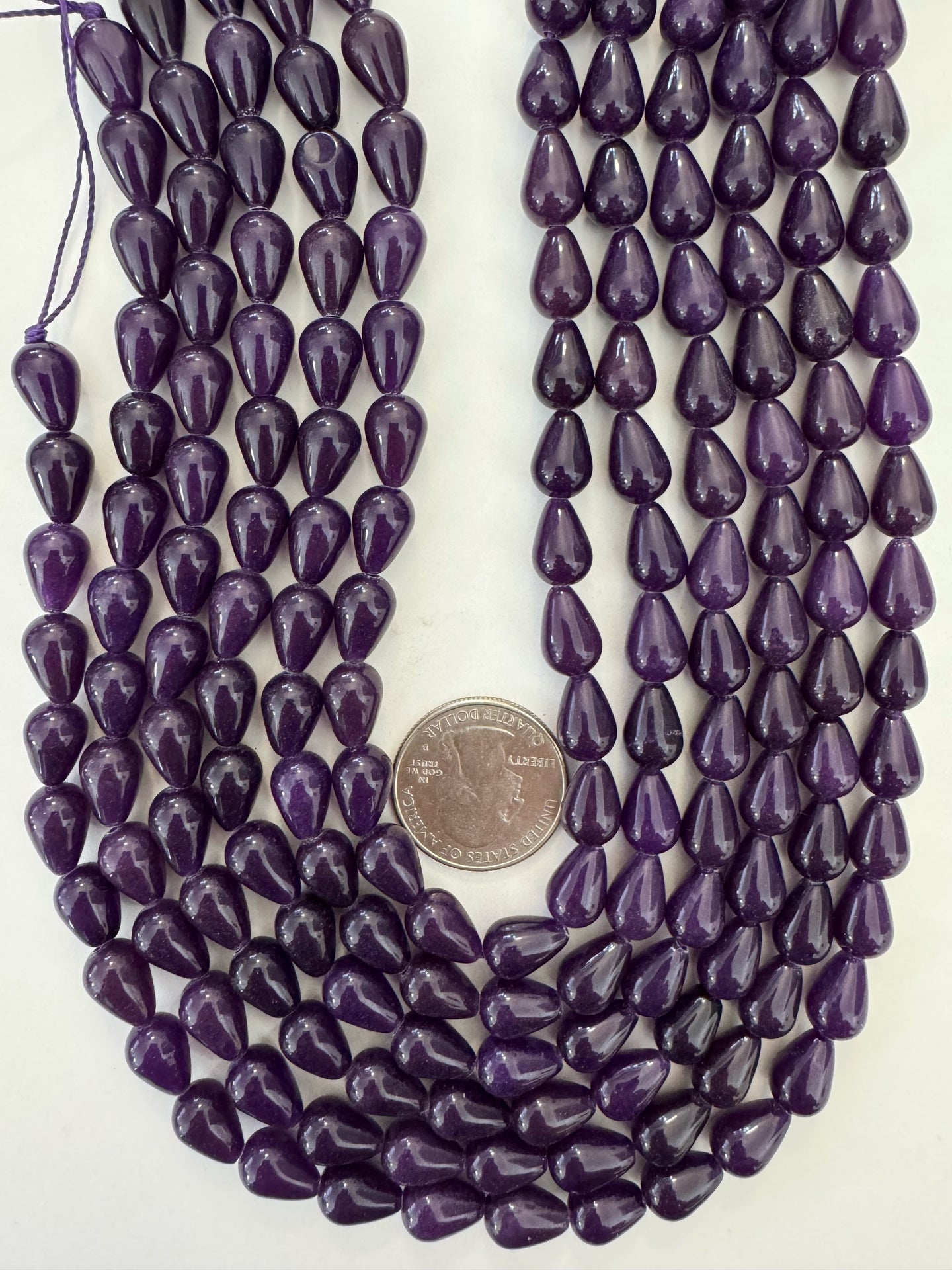 dark royal purple color enhanced quartz, 12x8mm pear teardrop, 15