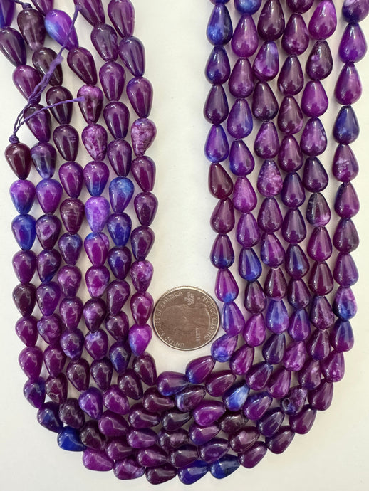 grape purple blueberry blue color enhanced quartz, 12x8mm pear teardrop, 15