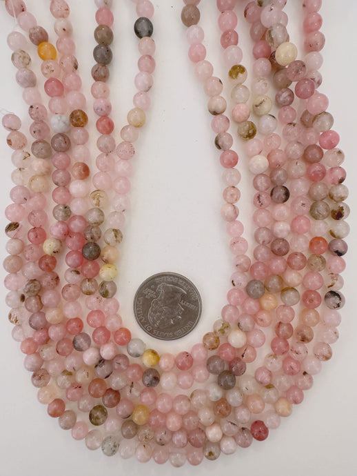pink opal, 6mm round, 15