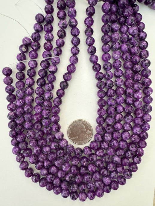dark grape purple color enhanced serpentine, 8mm round, 15