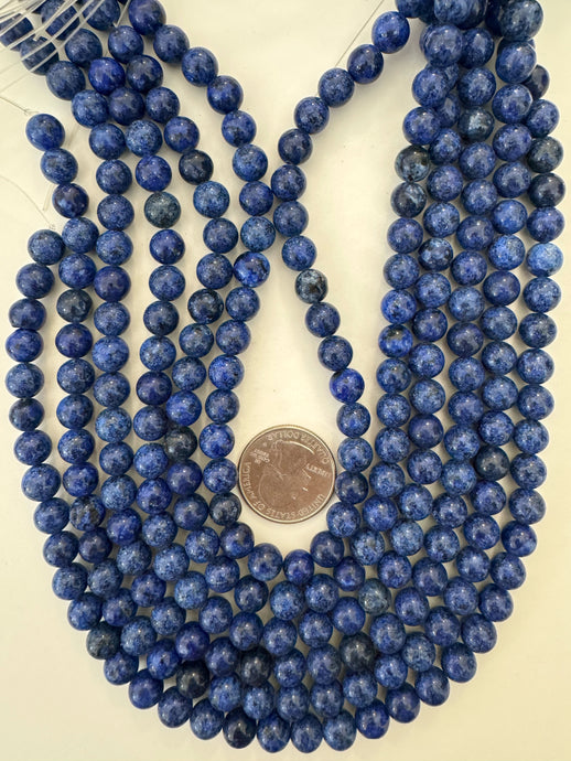 dark blueberry blue color enhanced serpentine, 8mm round, 15