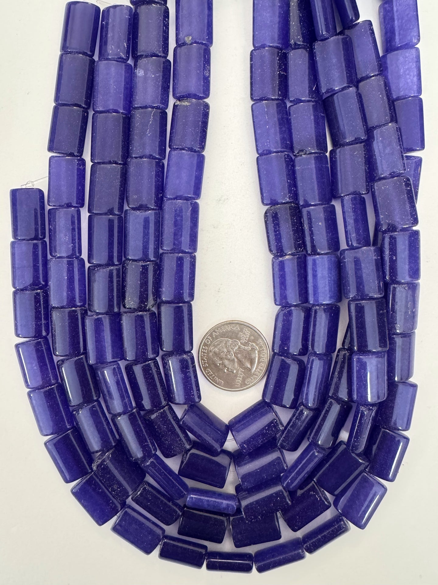dark blue purple color enhanced quartz, 16x12x6mm rectangle, 15