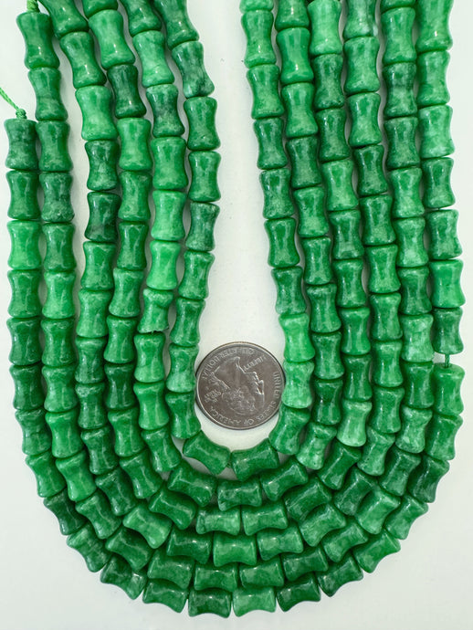 bright emerald green color enhanced quartz, 12x8mm concave tube, 15