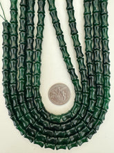dark emerald green color enhanced quartz, 12x8mm concave tube, 15" strand, sold per strand