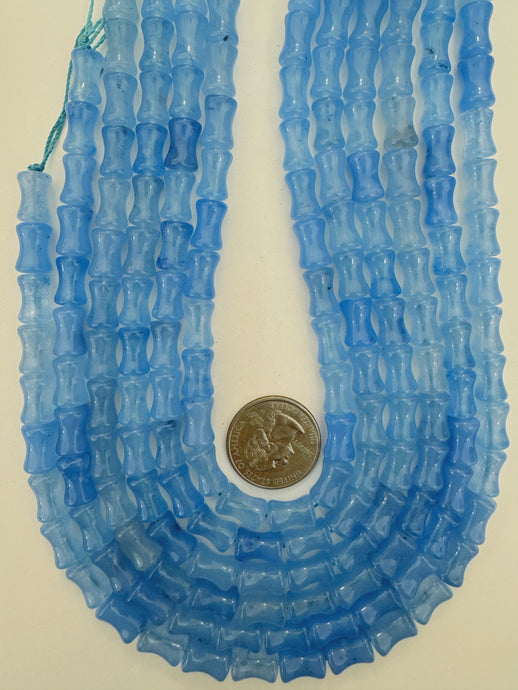 pale bright blue color enhanced quartz, 12x8mm concave tube, 15