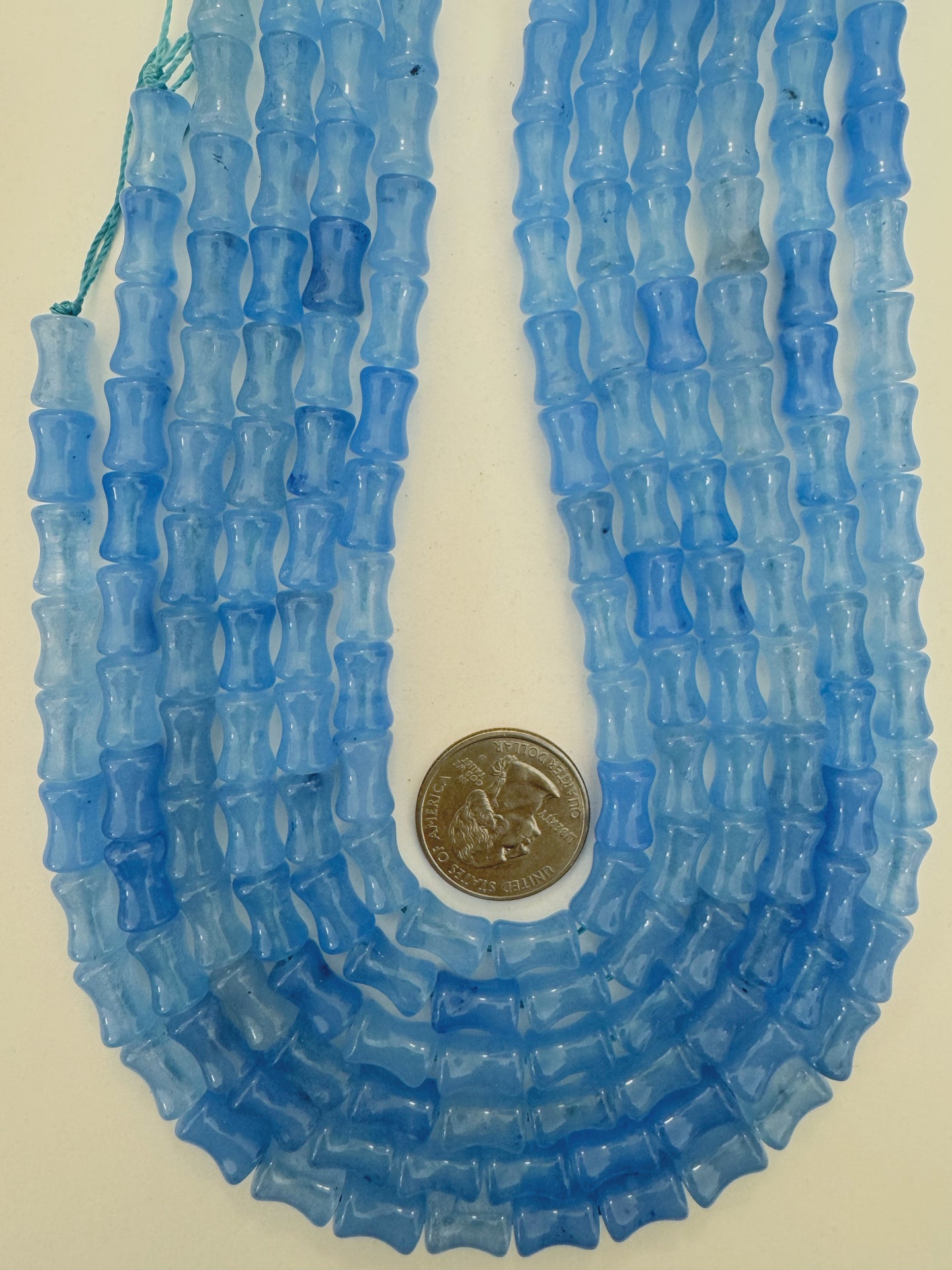 pale bright blue color enhanced quartz, 12x8mm concave tube, 15