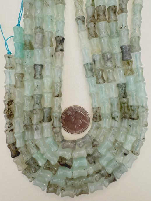 pale aqua blue color enhanced quartz, 12x8mm concave tube, 15