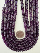 dark grape purple color enhanced quartz, 12x8mm concave tube, 15" strand, sold per strand