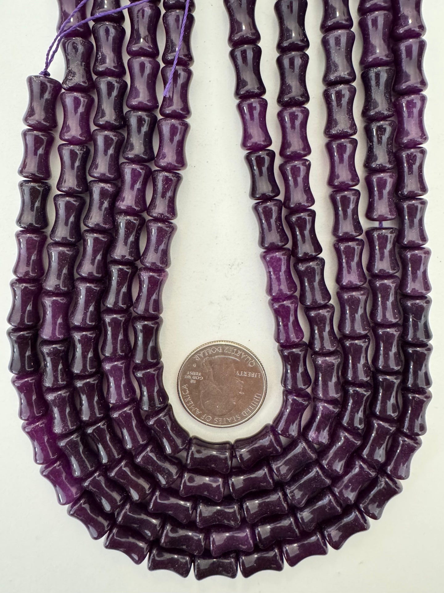 dark grape purple color enhanced quartz, 12x8mm concave tube, 15