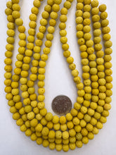 color enhanced lava rock: yellow, 8mm round, 15" strand, SOLD PER STRAND