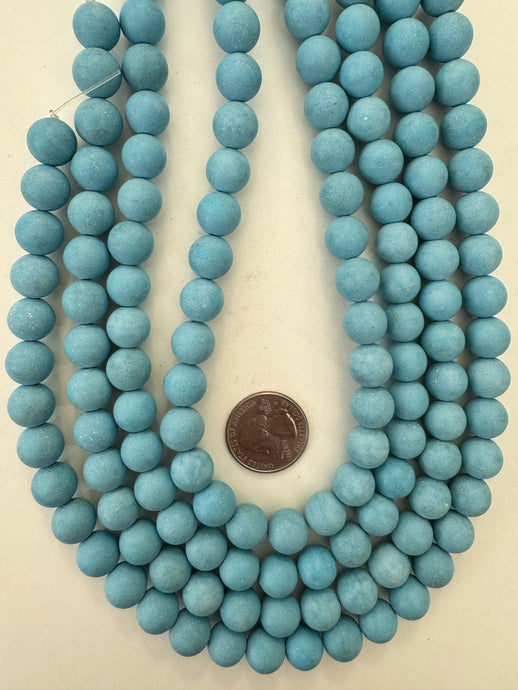 robins egg turquoise color enhanced magnesite, 11mm round, 15